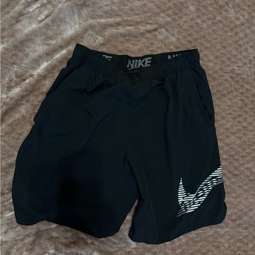 Nike Black Athletic Shorts with Swoosh Logo